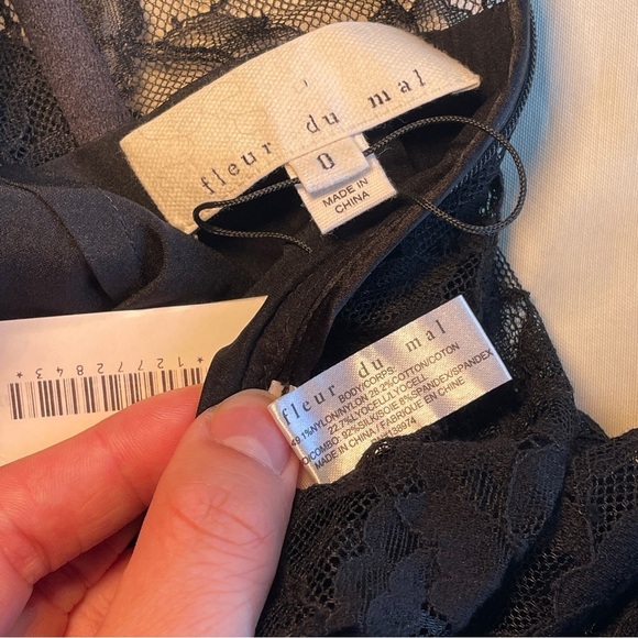 NEW! Fleur Du Mal- Black Flare Lace Mini Dress Size 0 See Through LBD - Picture 10 of 10